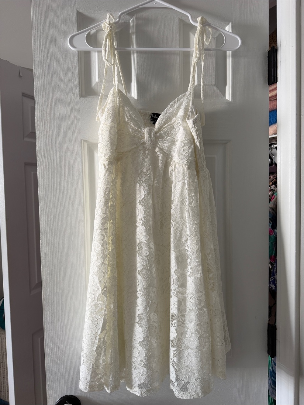 Lulus Ivory Lace Tie-Shoulder Summer Dress